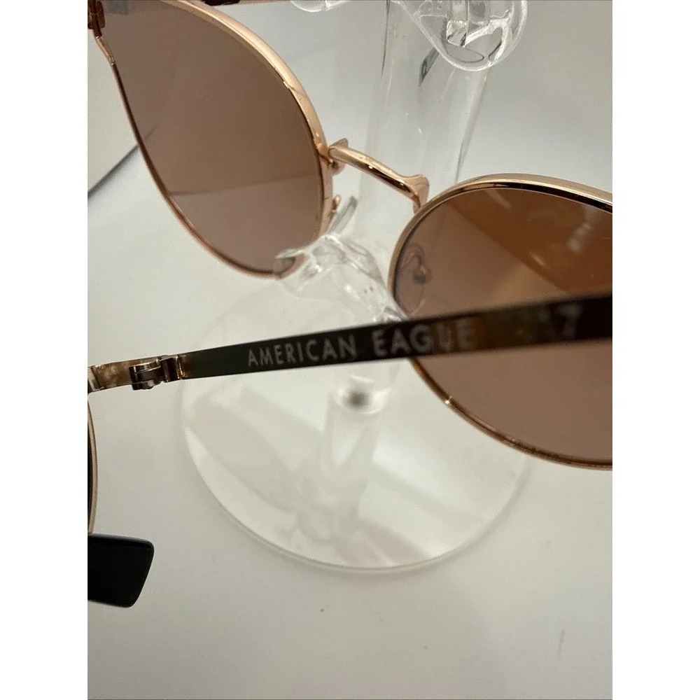 Lot of 2 pairs American Eagle Authentic Sunglasses- Gold round frames Limited
